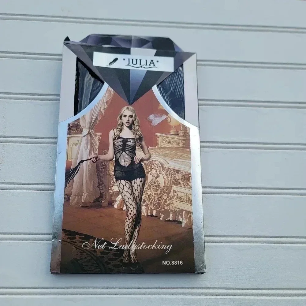NWT Great Valentine's Gifts! Sexy Lace Julia Pantyhose Black One Sz 8860